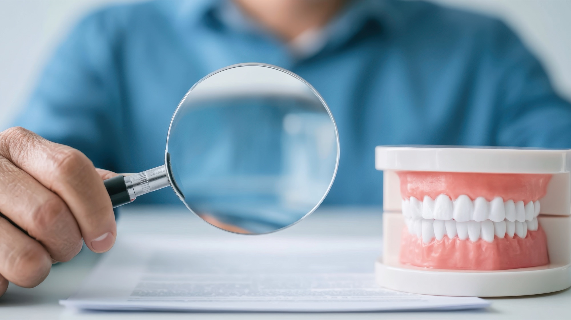 Dental model being examined during treatment planning